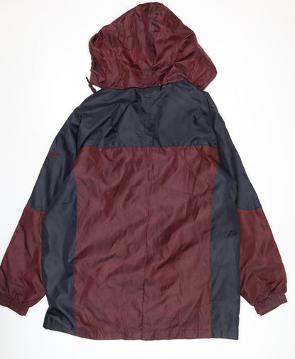 Cotton Traders Mens Burgundy Windbreaker Jacket L Hooded Polyester