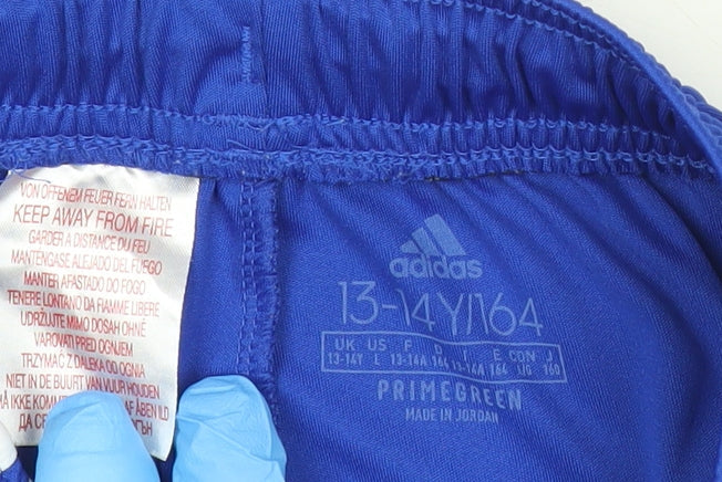 Adidas Boys Blue 13-14 Years Athletic Sports Shorts Gym Football