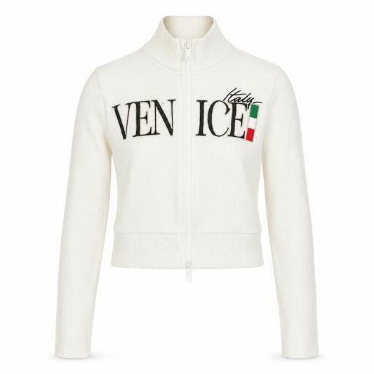 Bershka Women’s White Full Zip Venice Italy Jumper Size S