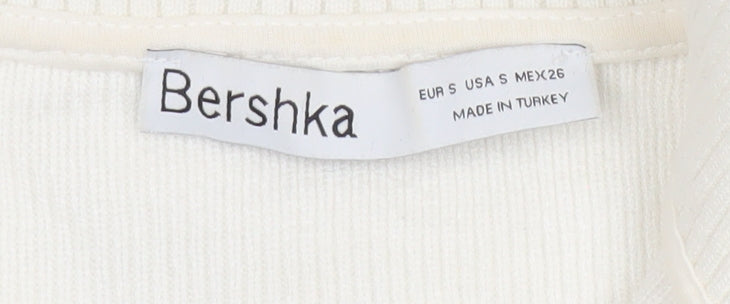 Bershka Women’s White Full Zip Venice Italy Jumper Size S