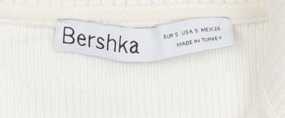 Bershka Women’s White Full Zip Venice Italy Jumper Size S