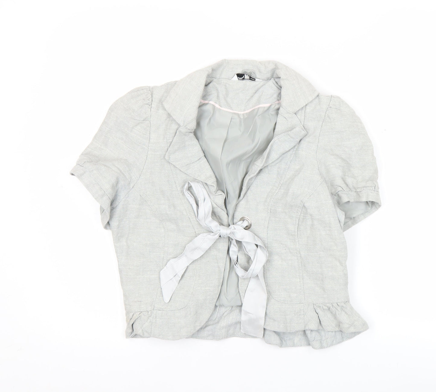 New Look Women’s Grey Linen Blend Cropped Blazer UK 14
