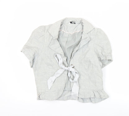 New Look Women’s Grey Linen Blend Cropped Blazer UK 14