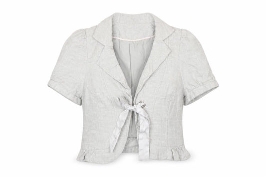 New Look Women’s Grey Linen Blend Cropped Blazer UK 14