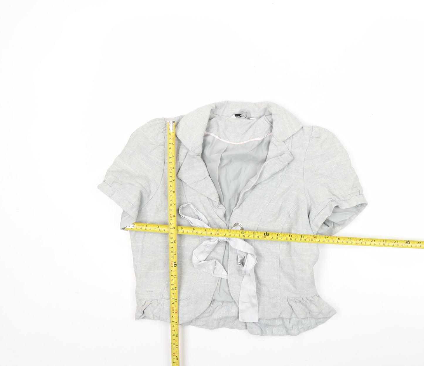 New Look Women’s Grey Linen Blend Cropped Blazer UK 14