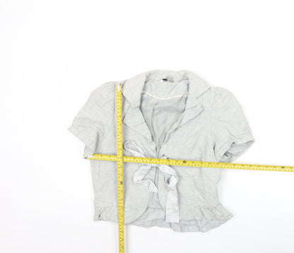 New Look Women’s Grey Linen Blend Cropped Blazer UK 14