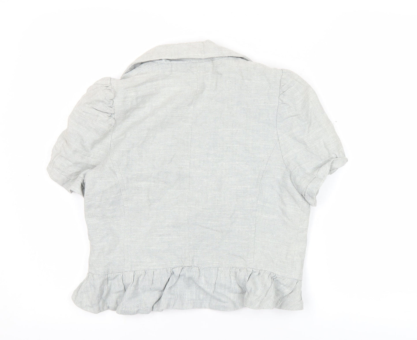 New Look Women’s Grey Linen Blend Cropped Blazer UK 14