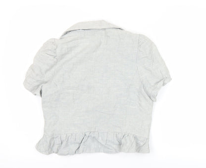 New Look Women’s Grey Linen Blend Cropped Blazer UK 14