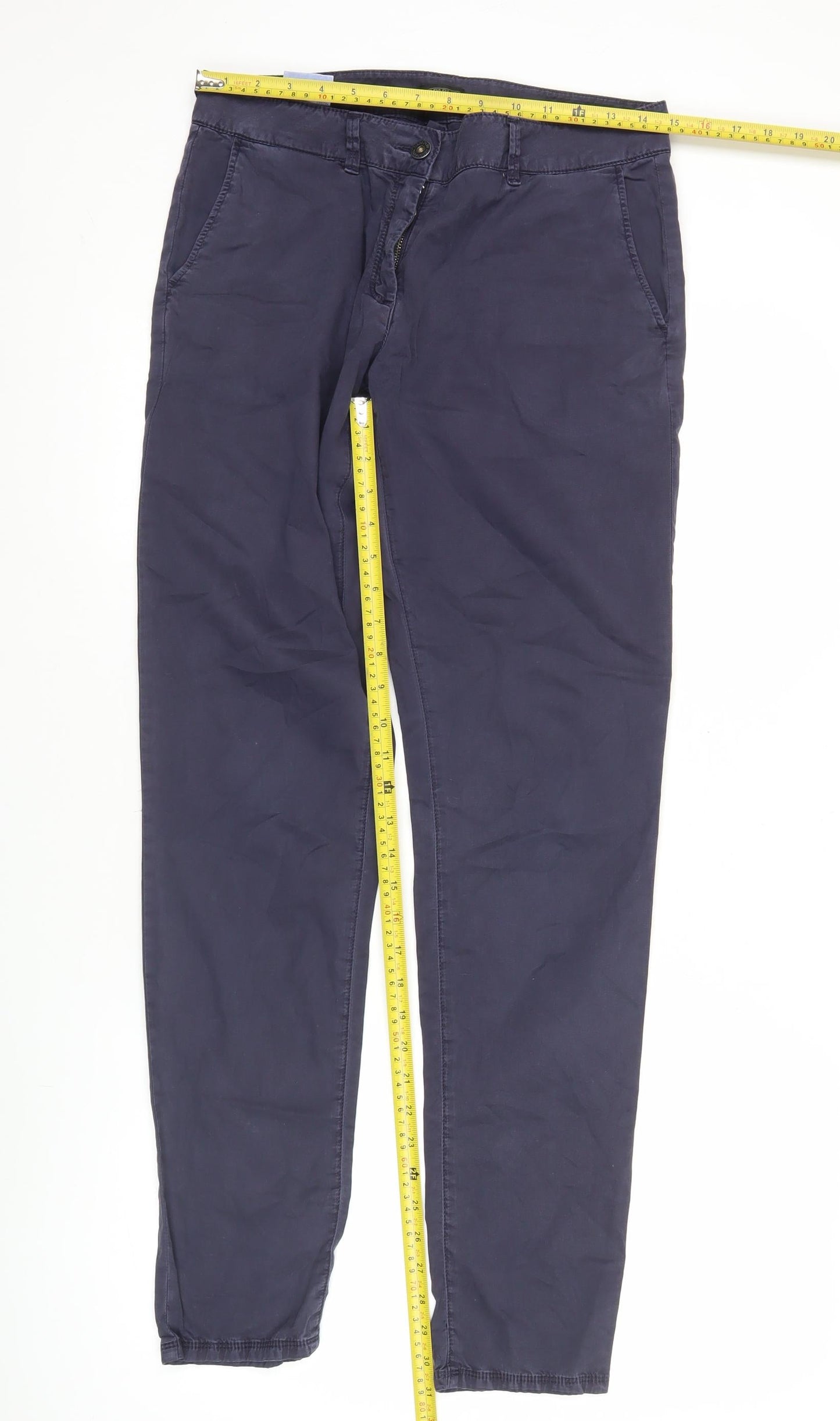 Napapijri Women Blue Chino Straight Leg Cotton Trousers Size 14