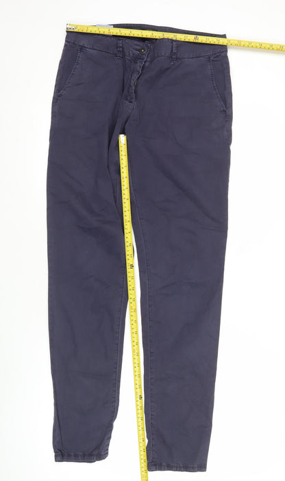 Napapijri Women Blue Chino Straight Leg Cotton Trousers Size 14