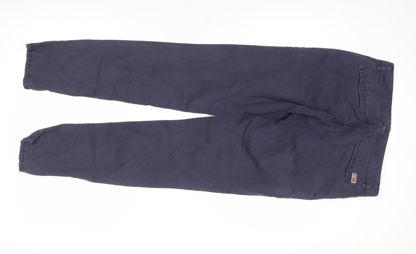 Napapijri Women Blue Chino Straight Leg Cotton Trousers Size 14
