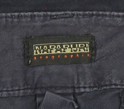 Napapijri Women Blue Chino Straight Leg Cotton Trousers Size 14