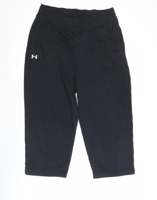 Under Armour Womens Black Cropped Activewear Trousers Size S