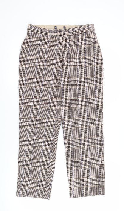Marks and Spencer Women's Multicoloured Check Trousers Size 8 Straight Leg