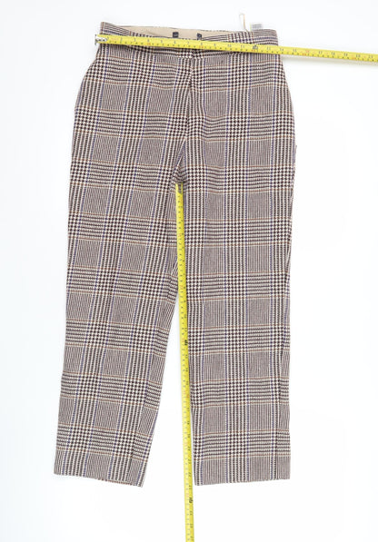 Marks and Spencer Women's Multicoloured Check Trousers Size 8 Straight Leg