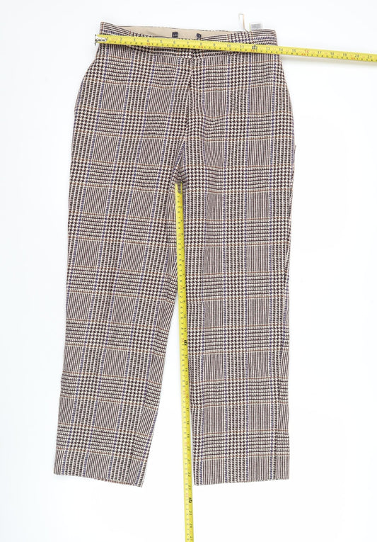 Marks and Spencer Women's Multicoloured Check Trousers Size 8 Straight Leg