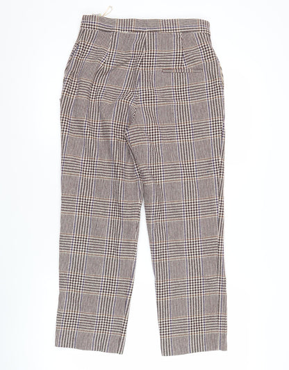 Marks and Spencer Women's Multicoloured Check Trousers Size 8 Straight Leg