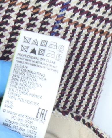 Marks and Spencer Women's Multicoloured Check Trousers Size 8 Straight Leg