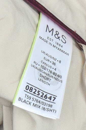 Marks and Spencer Women's Multicoloured Check Trousers Size 8 Straight Leg