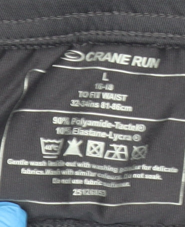 Crane Run Womens Grey L Slim Fit Active Leggings with Reflective Zip Pockets
