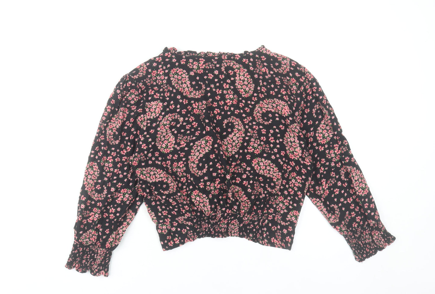 Miss Selfridge Womens Black Floral Paisley Wrap Blouse UK 10