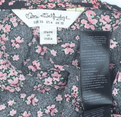 Miss Selfridge Womens Black Floral Paisley Wrap Blouse UK 10