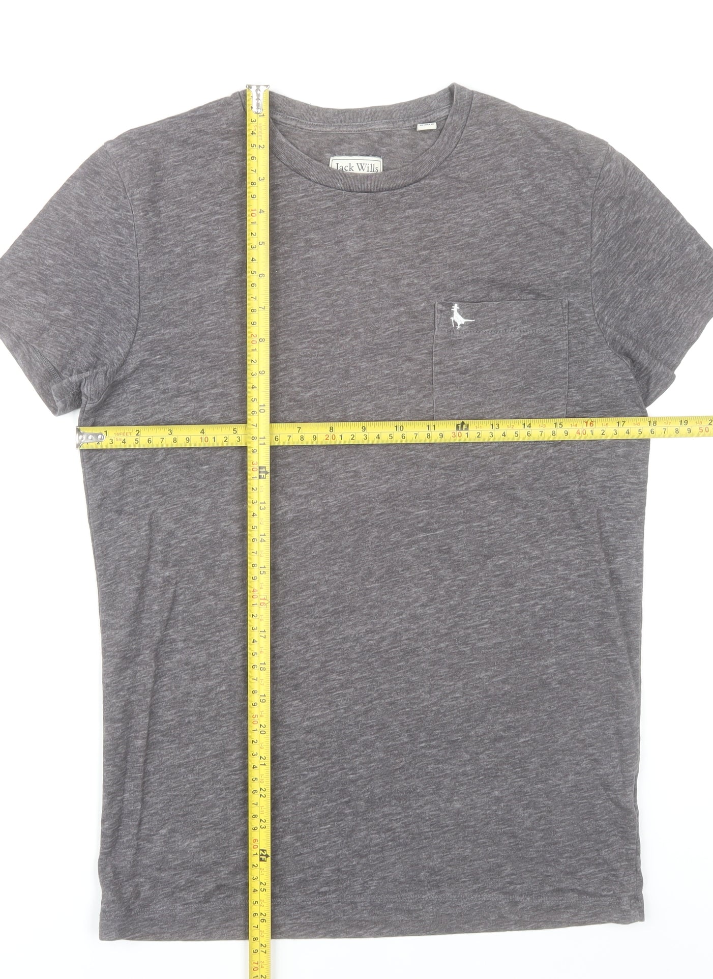 Jack Wills Mens Grey XS Crew Neck Short Sleeve Cotton Blend T-Shirt