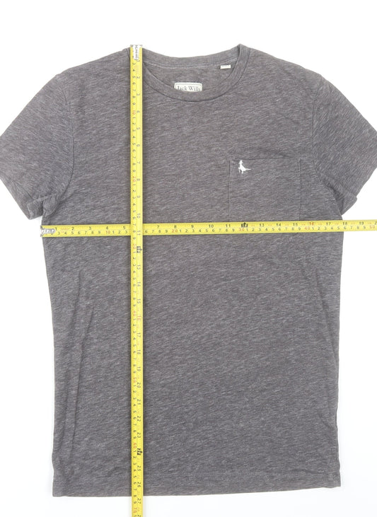 Jack Wills Mens Grey XS Crew Neck Short Sleeve Cotton Blend T-Shirt