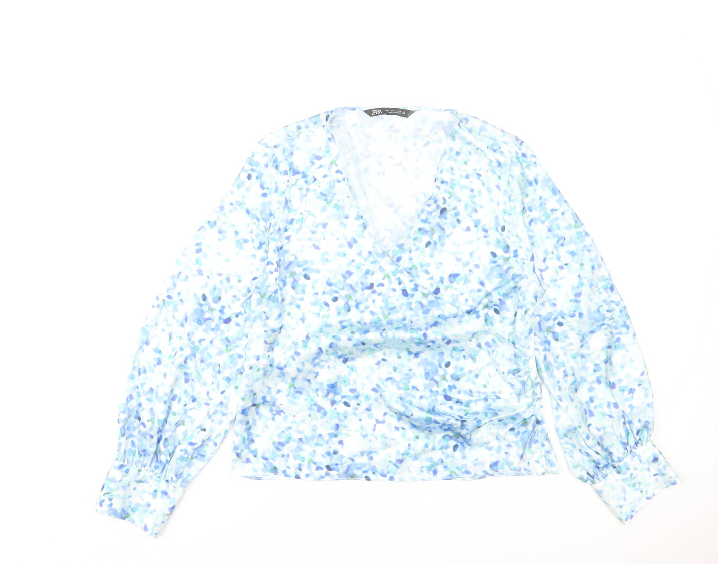 Zara Women’s Multicoloured Floral Wrap Blouse Long Sleeve L