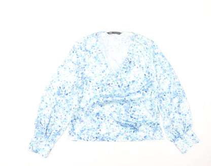 Zara Women’s Multicoloured Floral Wrap Blouse Long Sleeve L