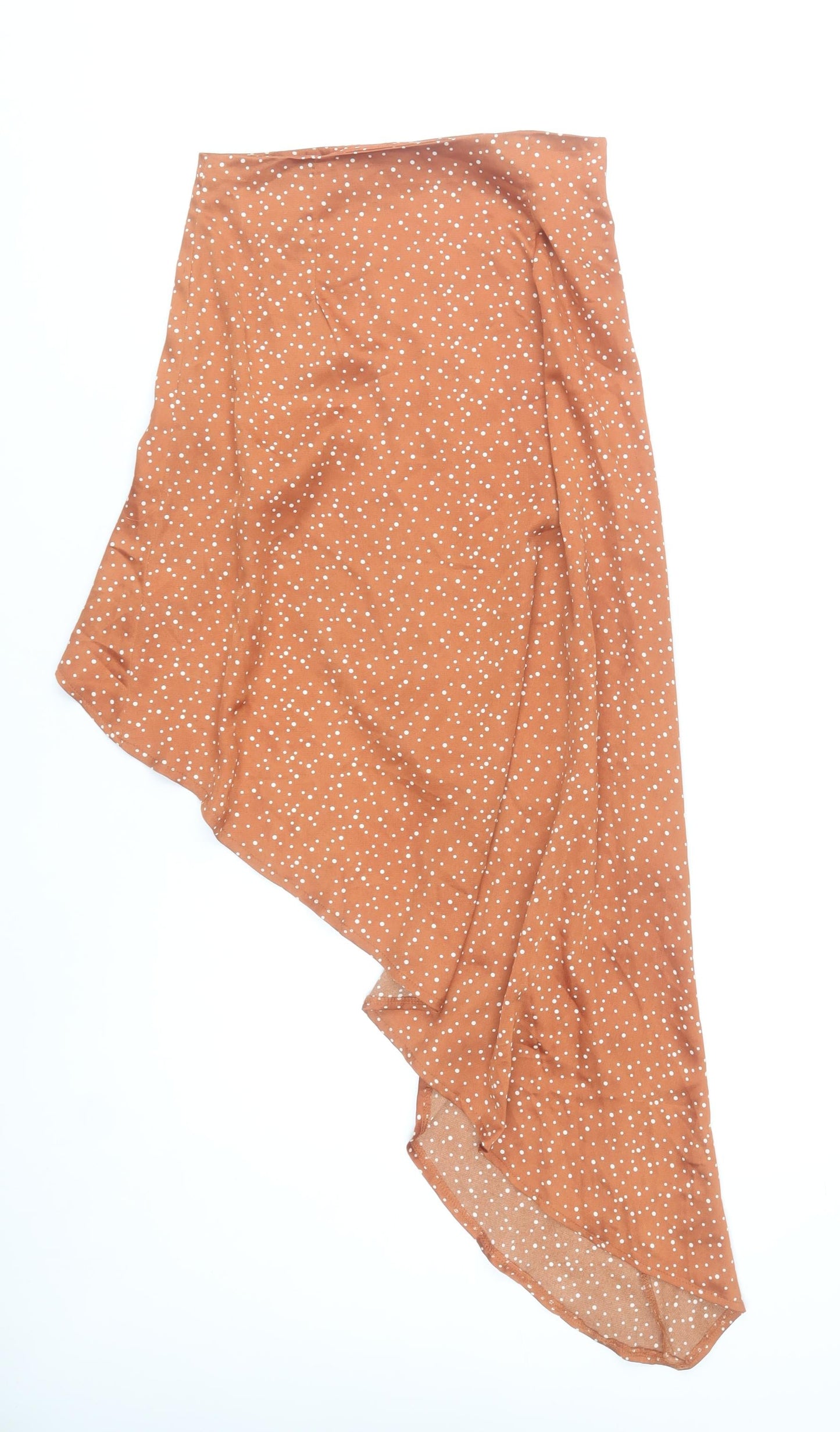 PrettyLittleThing Women’s Brown Polka Dot Wrap Midi Skirt Size 8