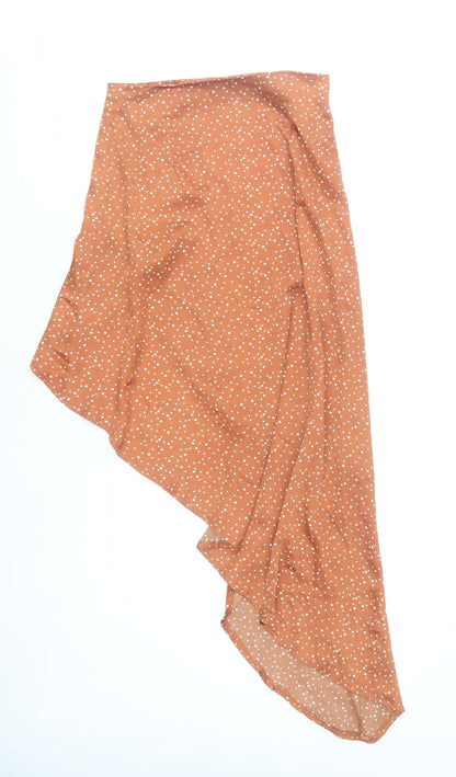 PrettyLittleThing Women’s Brown Polka Dot Wrap Midi Skirt Size 8
