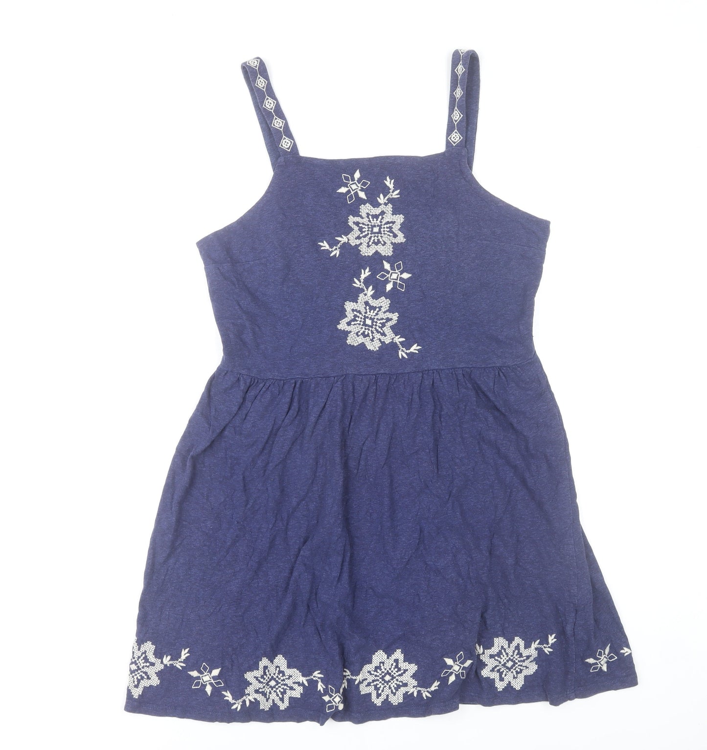 Topshop Women’s Blue Embroidered A-Line Dress Size 12 Summer