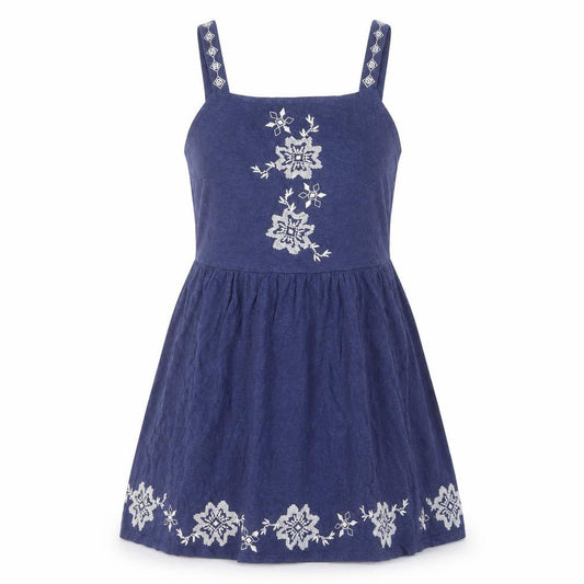 Topshop Women’s Blue Embroidered A-Line Dress Size 12 Summer