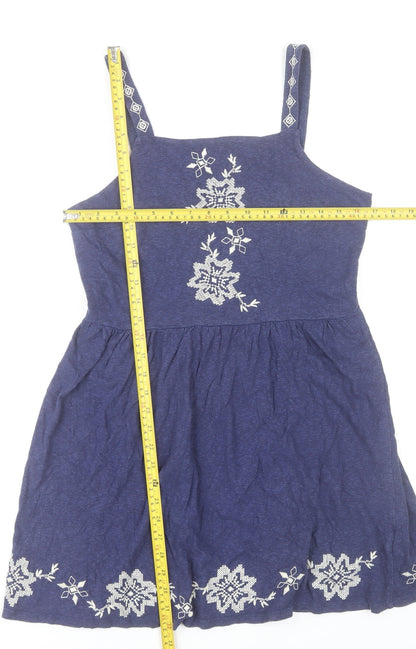 Topshop Women’s Blue Embroidered A-Line Dress Size 12 Summer