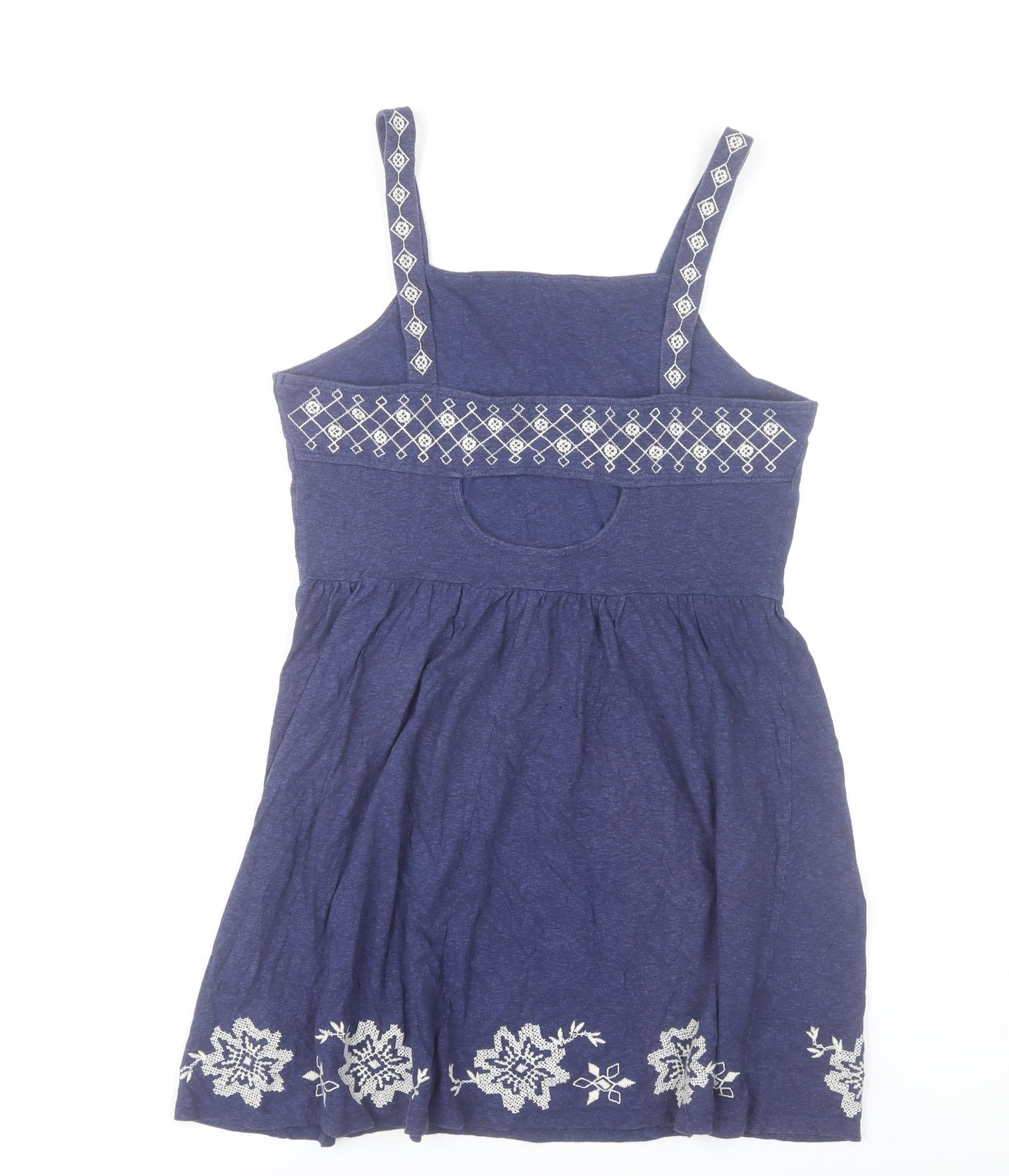 Topshop Women’s Blue Embroidered A-Line Dress Size 12 Summer