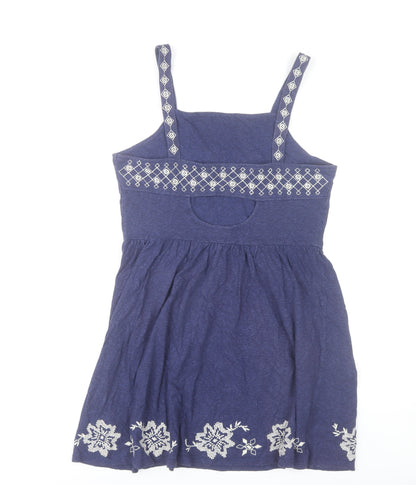 Topshop Women’s Blue Embroidered A-Line Dress Size 12 Summer