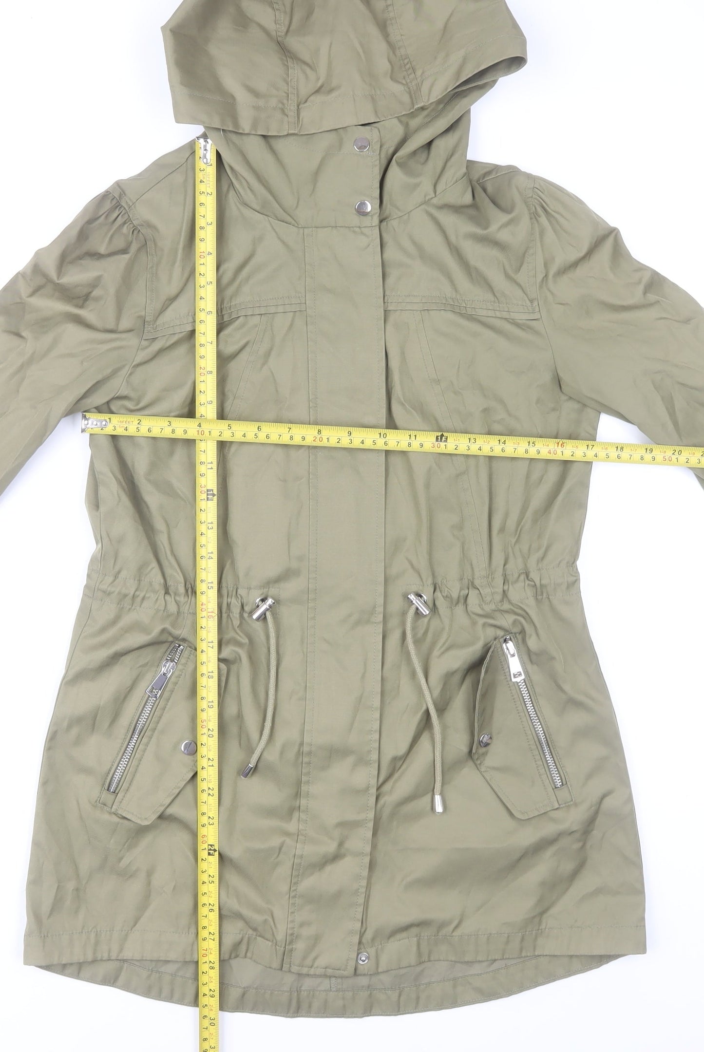 George Women’s XS Khaki Parka Jacket Hooded Full Zip Casual