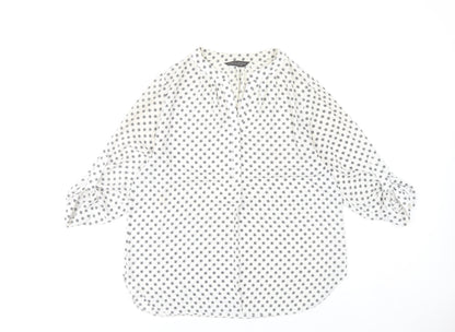 Dorothy Perkins Women’s White Floral Blouse Size 12 Tunic 3/4 Sleeve
