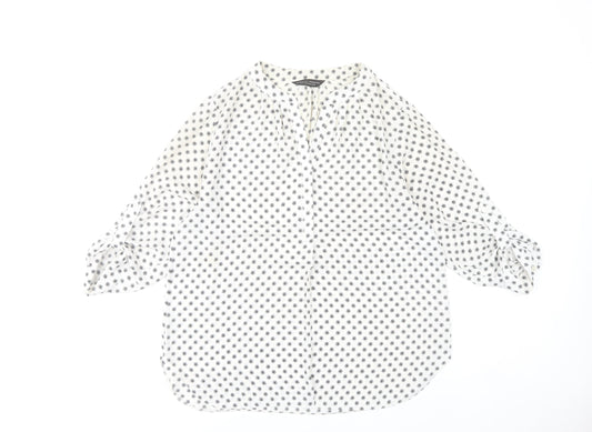 Dorothy Perkins Women’s White Floral Blouse Size 12 Tunic 3/4 Sleeve