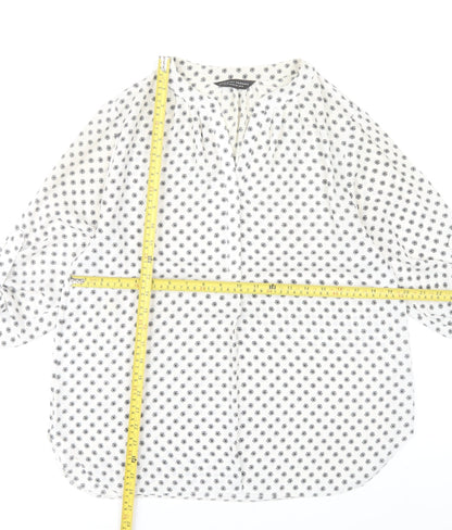 Dorothy Perkins Women’s White Floral Blouse Size 12 Tunic 3/4 Sleeve