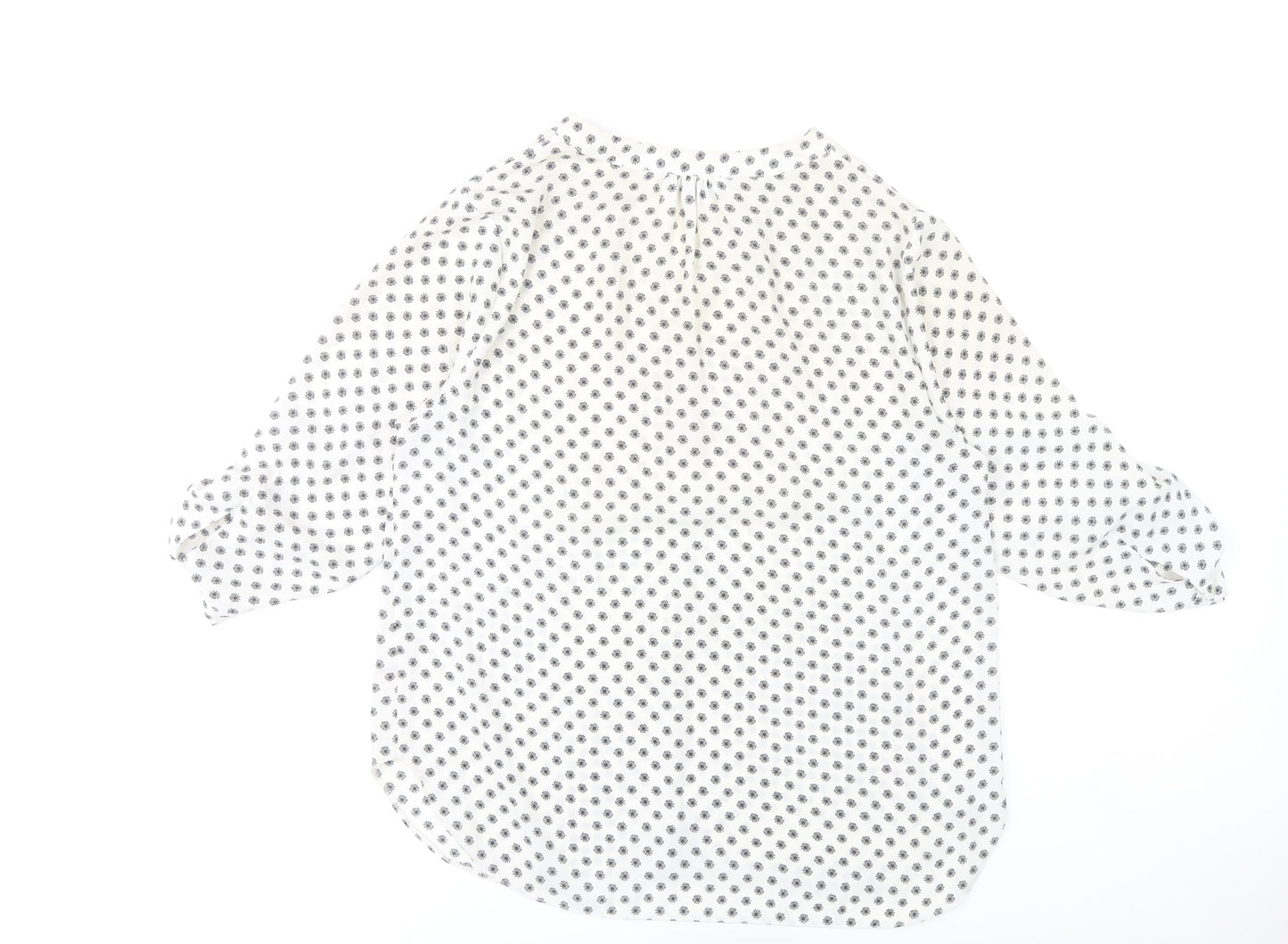 Dorothy Perkins Women’s White Floral Blouse Size 12 Tunic 3/4 Sleeve