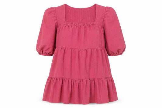 Front view of ASOS Women’s Pink Smock Shift Dress, size UK 16, 3/4 Sleeve Square Neck