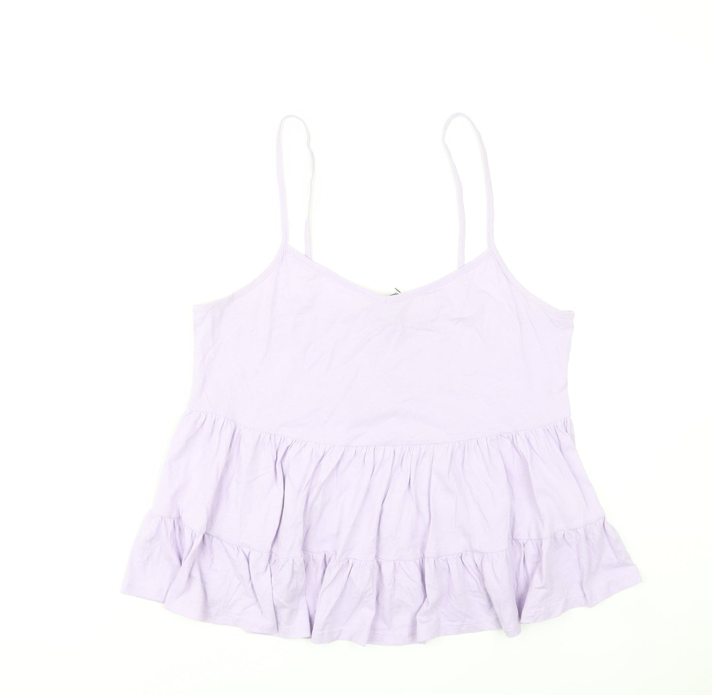 New Look Women Purple Cotton Ruffle Camisole Tank Top UK 14