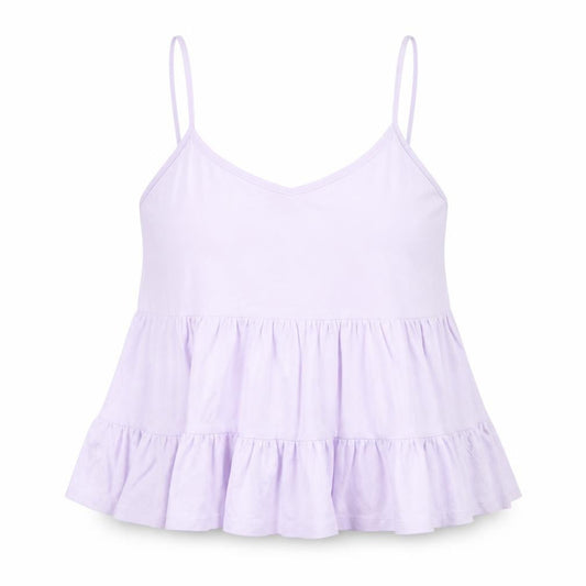 New Look Women Purple Cotton Ruffle Camisole Tank Top UK 14