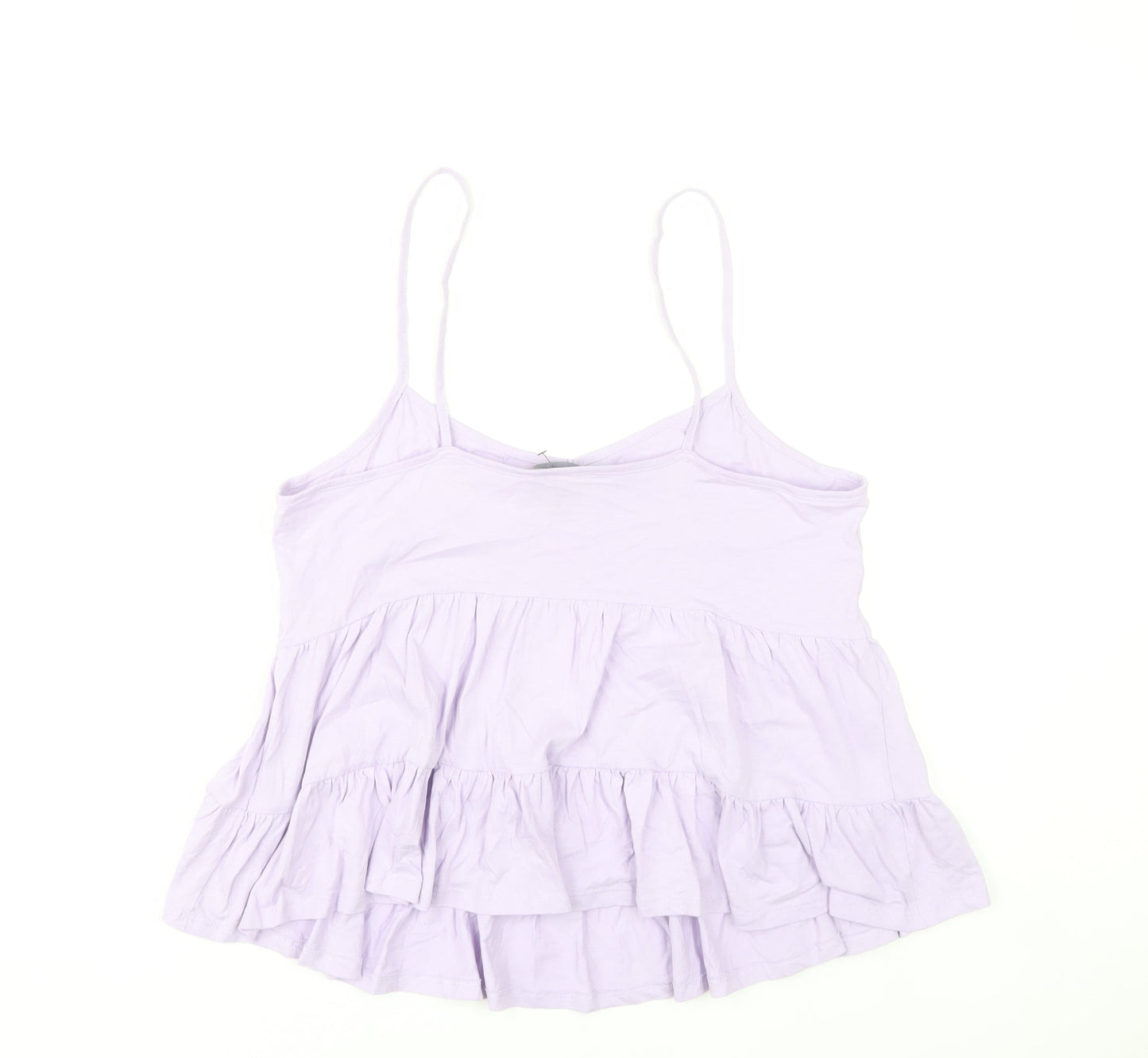 New Look Women Purple Cotton Ruffle Camisole Tank Top UK 14