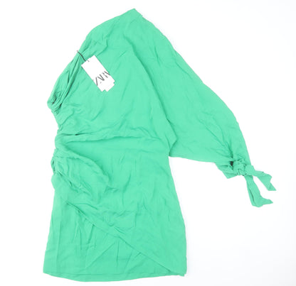 Zara Women’s Green Asymmetric One Shoulder Dress Size 14 Party