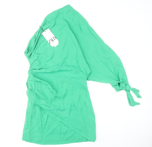Zara Women’s Green Asymmetric One Shoulder Dress Size 14 Party