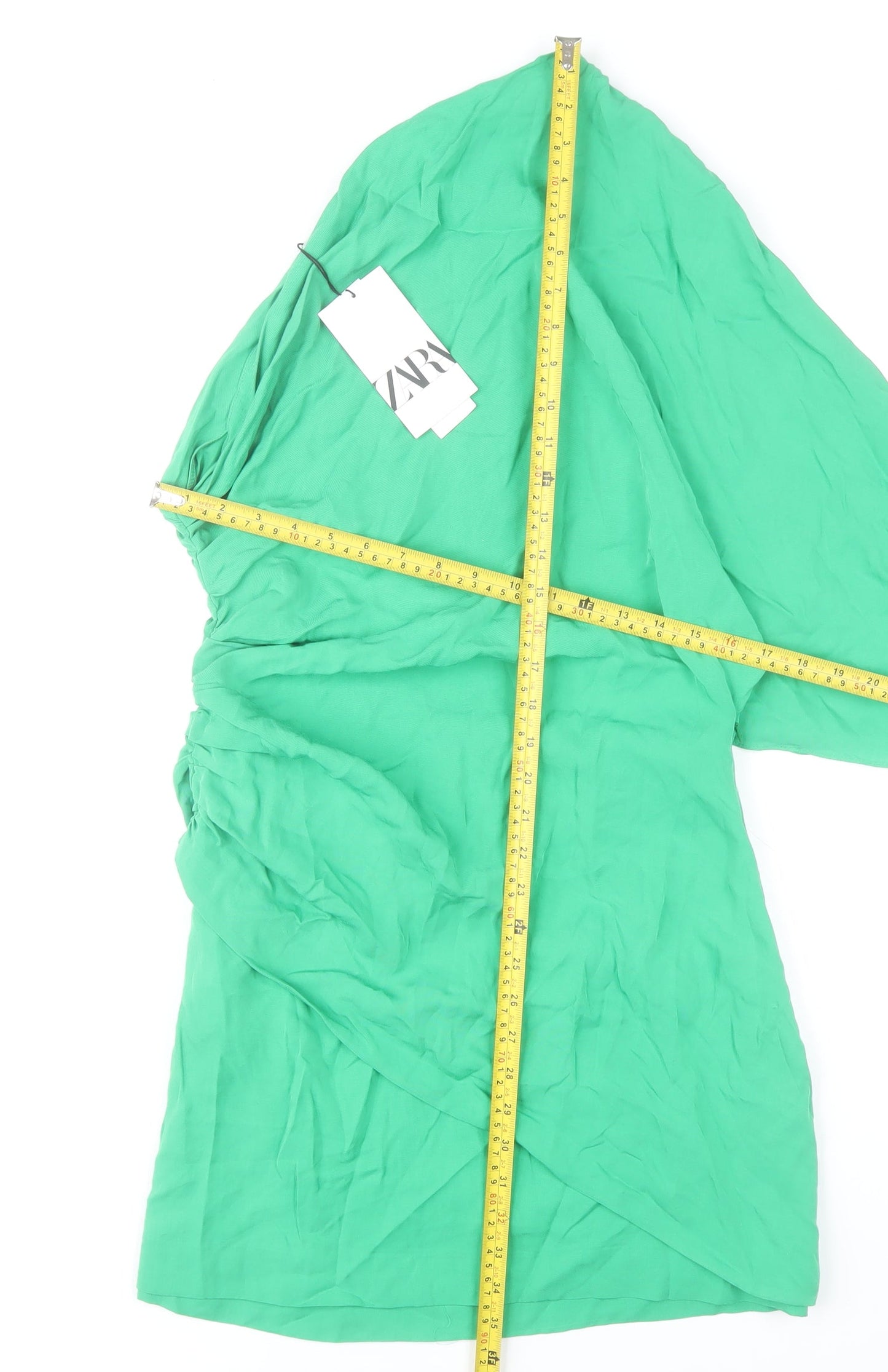 Zara Women’s Green Asymmetric One Shoulder Dress Size 14 Party