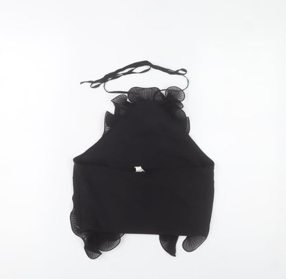 H&M Women Black Halter Ruffle Camisole Tank Top Size S